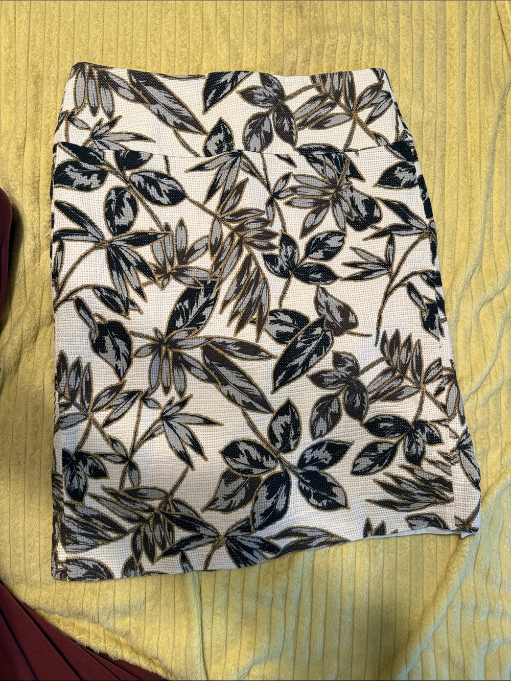 J. Crew Black & Cream Floral Leaf Mini Skirt